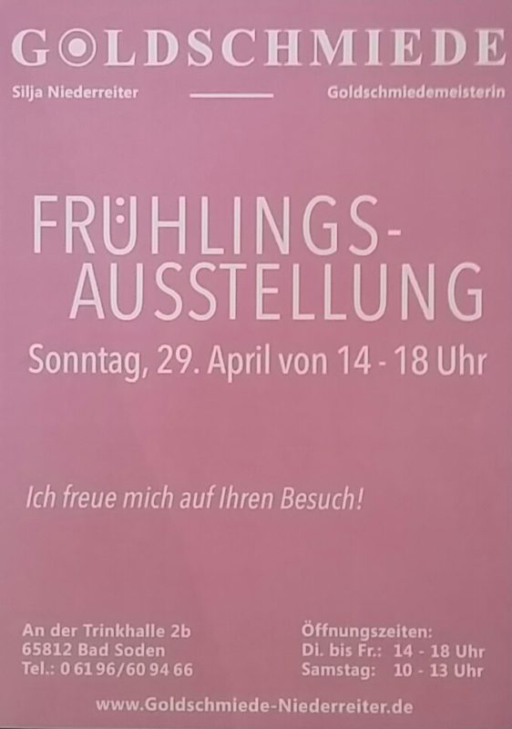 Frühlings -Ausstellung am Sonntag, den 29. April von 14-18 Uhr !